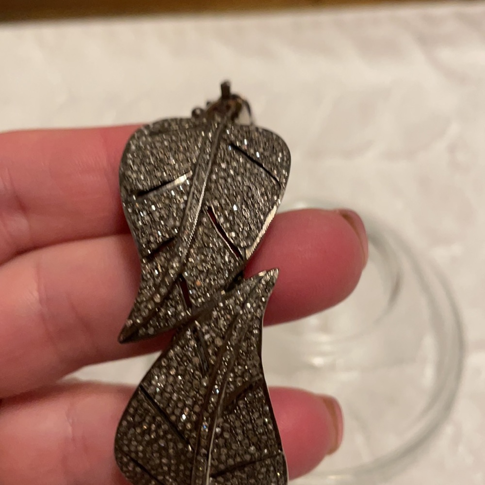 Diamond Silver Leaf Pattern Bracelet - image 3